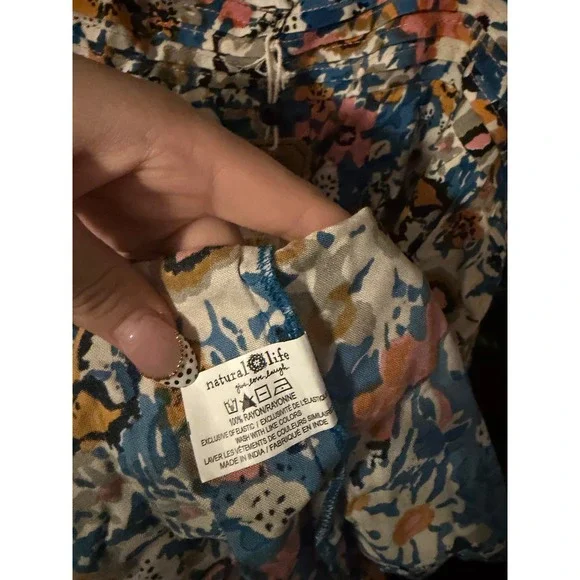 Natural Life Women Blue Floral Tiered Boho Sun Dress Medium NWT - Picture 5 of 5